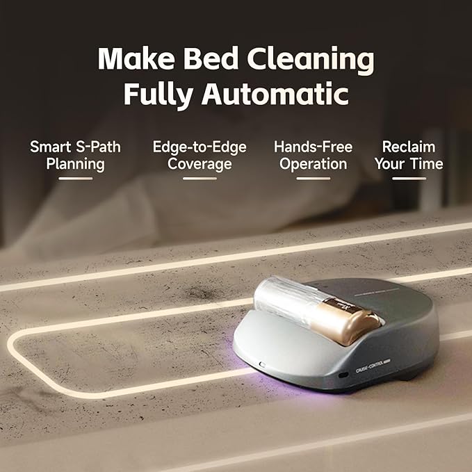 X1 Robot Bed Vacuum Automatic Mattress Vacuum Cleaner with Intelligent Path Planning UV-C Light HEPA Filter One-Click 100% Dust &amp Pet Hair Removal for Bed Mattress Sofa Carpet