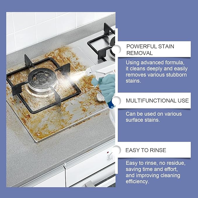 Multi-Purpose Cleaning Spray Heavy Duty Grease &amp Stain Remover For Kitchen Tiles Household Use Concentrated Formula(2PCS)