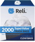 Reli. 1-2 Gallon Trash Bags | 2000 Bags | Clear | Bathroom | Strong | Garbage