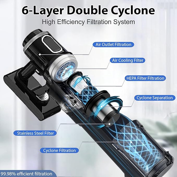 V12 Cordless Vacuum Cleaner 400W 65Mins Cordless Stick Vacuum Powerful Suction LED Touch Display Rechargeable Wireless Handheld Lightweight Vacuum for Home Hard Floors Carpet Car Pet Hair