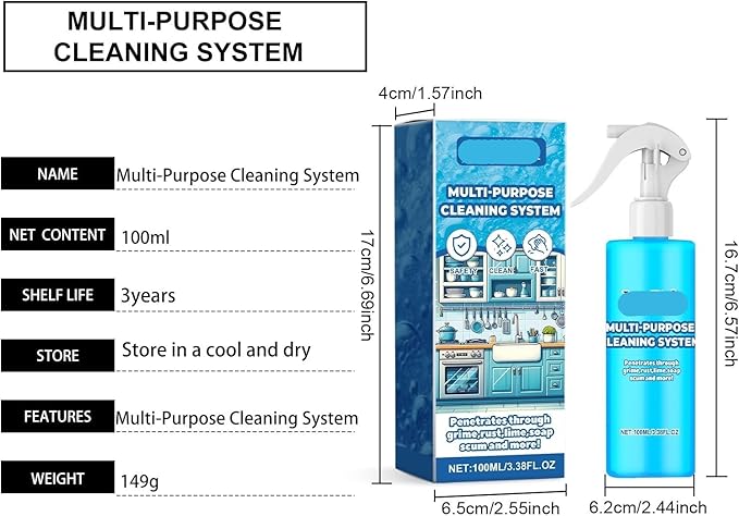 Kitchen Grease Foam Cleaner Multi-Purpose Gentle Stain Remover For Stovetops Countertops Sinks Glass(2PCS)