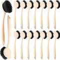 16 Pack Dish Brush with Handle Dish Scrubber Brush with Built-in Scraper Kitchen Scrub with Stiff Bristles Long Scrubber for Home Restaurant Pot Sink Washing Cleaning Supplies Beige