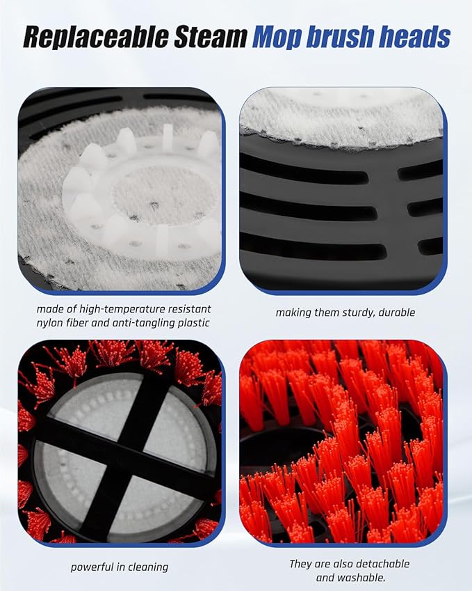 Mop Pad Replacement Brush Heads Fit for Shark Steam Mop S7000/ S7001/ S8201 SeriesUpgrade Brush Heads with Nylon BristlesDeep Cleaning Hard Floors