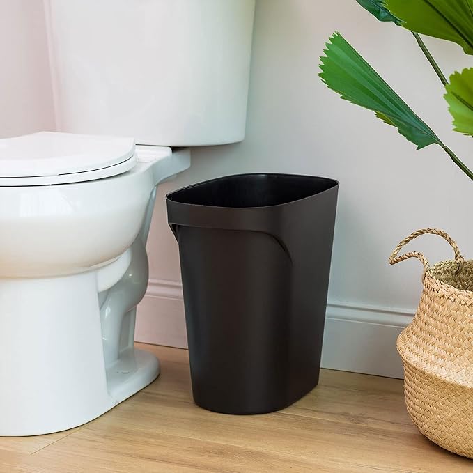 IRIS USA Small Trash Can Wastebasket with Handle 6 Gallon / 24 Quart 6-Pack for Bathroom Office Bedroom Under Sink Kitchen Garbage - Black