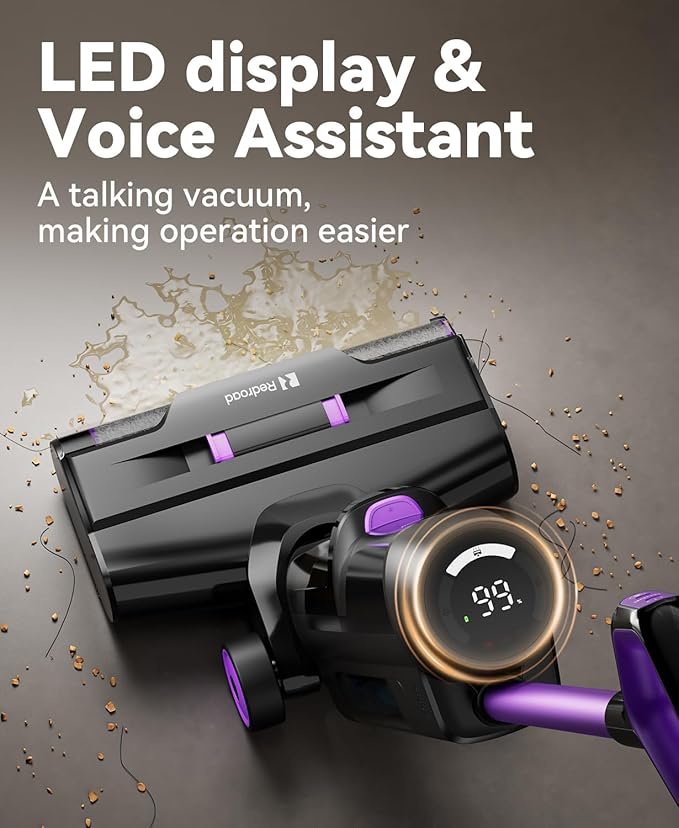 Redroad Wet Dry Vacuum Cleaner 16000Pa50Mins Runtime Cleaning Area 3013 ft²Cordless Vacuum Cleaner Cordless Vacuum and Mop All in Onefor Hard Floors Sticky Messes and Pet HairH15 Set