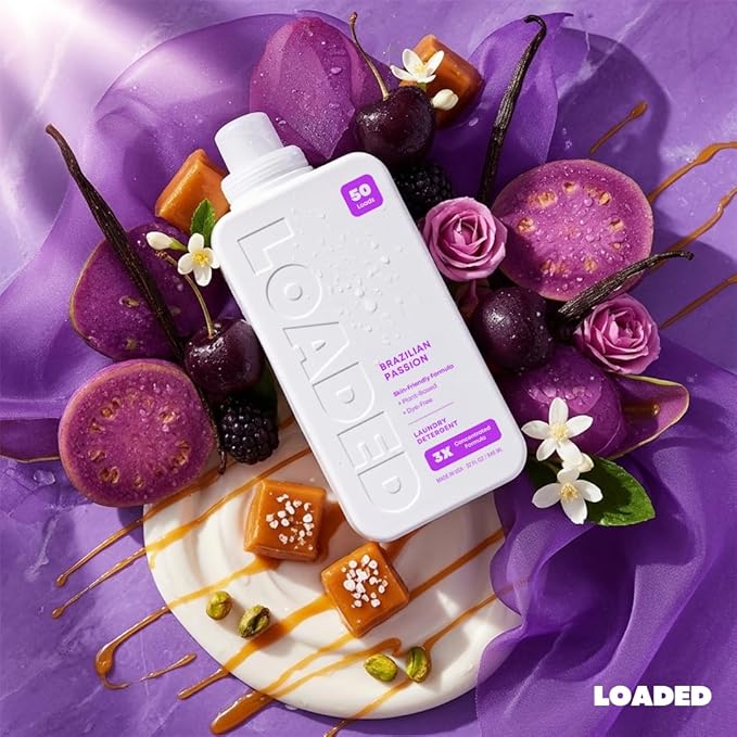 Loaded Laundry Detergent Luxury Perfume Scented | 50 Loads | Pistachio &amp Caramel | Skin-Friendly &amp Plant-Based | Made in USA | 32 oz