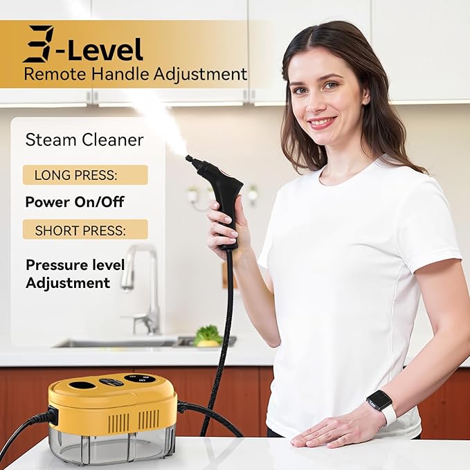 Steam Cleaner with 3-Level Adjustable Handle 10s Fast Heat-Up 2500W Pressurized Steamer for Home Cleaning Handheld Steam Cleaner for Grout Tile Couch Car Grease 41oz Tank