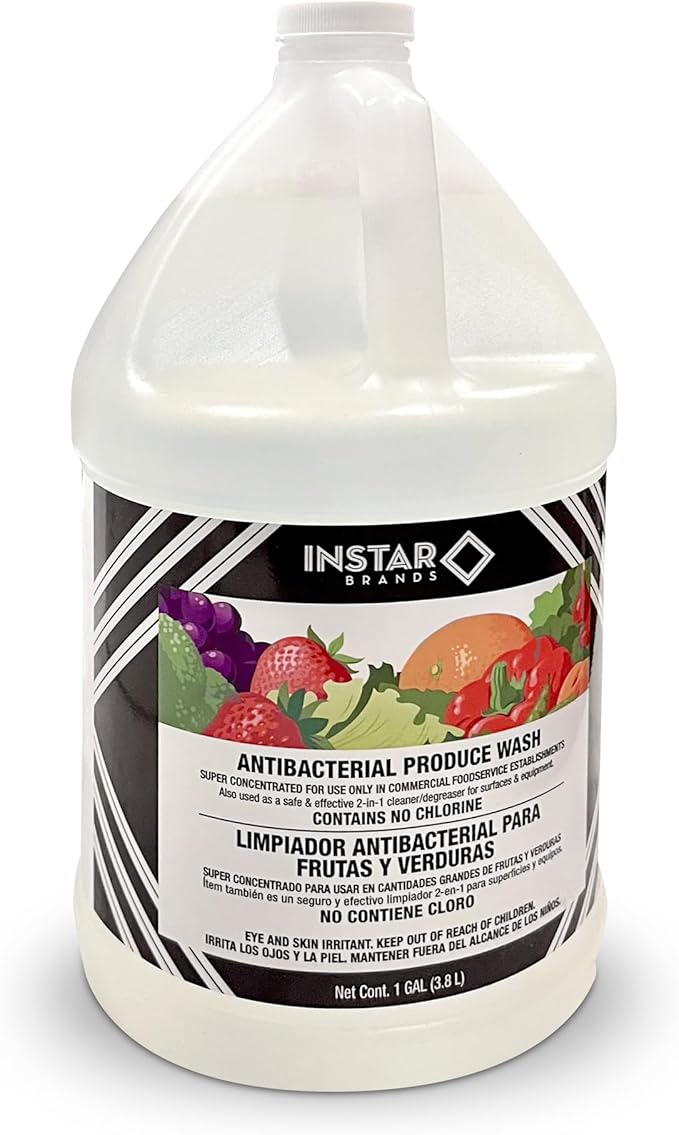 InStar Produce Wash &amp Cleaner - 1 Gal Liquid Concentrate (128 fl oz / 3.8 L) - 100% Natural - Each Bottle Makes 128 Gallons (450 L) of Liq Solution