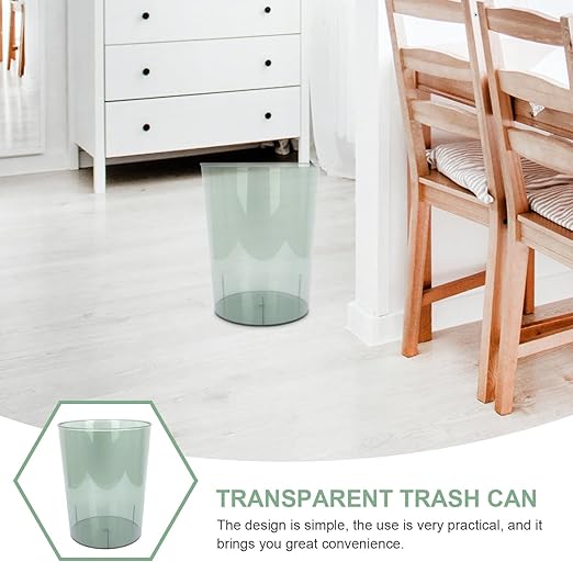 Cabilock Office Waste Basket Round Waste Storage Bin Clear Large Capacity Kitchen Trash Can Wastebasket Garbage Container Bin for Home Bathroom Bedroom Kitchen Office (Green) Clear Container