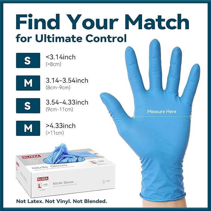 Blue Nitrile Gloves Disposable Latex &amp Powder Free Food Safe Gloves for Cooking Kitchen Cleaning Healthcare Salons
