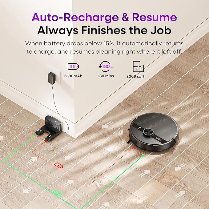 MONSGA Robot Vacuum and Mop Combo 7000Pa Robotic Vacuum with Lidar Navigation 180mins Runtime Tangle-Free Robot Mop 5 Editable Maps APP/Remote/Voice Control Ideal for Hard Floors and Carpets