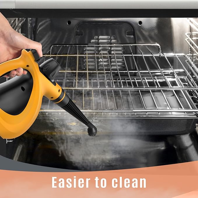 Pressurized Handheld Multi-Surface Natural Steam Cleaner with 12 pcs Accessories Multi-Purpose Steamer for Home Use Steamer for Cleaning Floor Upholstery Grout and Car (Orange)