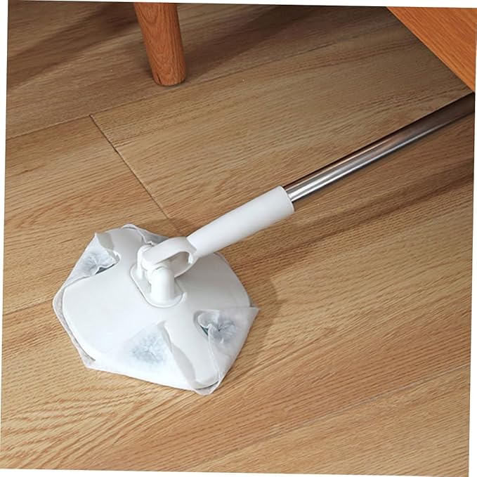 Rotating Dust Mop and Dry Cleaning Cloth Set Triangle-Shaped Electrostatic Dust Sweeper Mop for Home Floors and Walls Hands-Free Washing Small Portable Floor Sweeper Kit