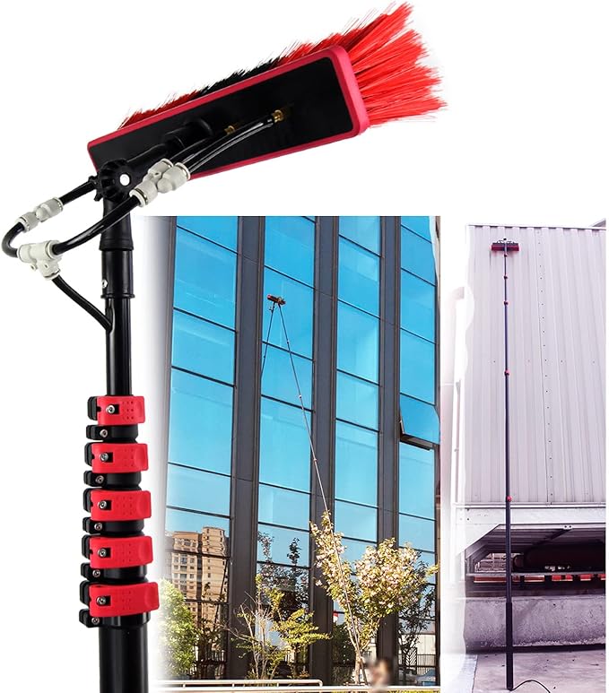 Photovoltaic and Solar Panels Cleaner Kit Window Cleaning Pole Window Cleaning Brush Equipment Water/Hose Fed Pole7.2M/24FT