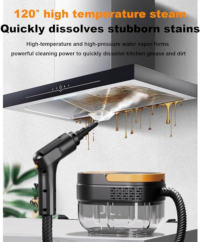 Steam Cleaner with Handle Controllable SwitchPortable 2500W High Pressure Handheld Steam Cleanerfor Car Kitchen Furniture Grout TileYellow