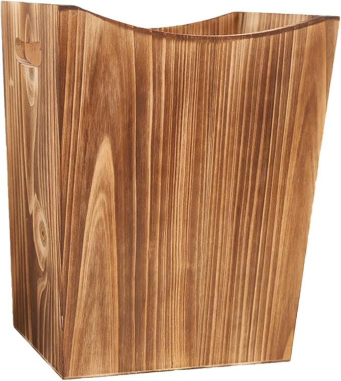 Wooden Trash Can Garbage Container Lidless Paper Basket Under Desk Waste Bin Wastebasket for Home Living Room Kitchen Decor