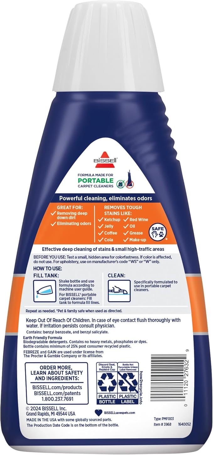 Bissell® Spot &amp Stain with Febreze + Gain Original Scent Formula for Little Green DevicesPortable Carpet Cleaners (3968)(Pack of 2)