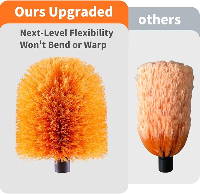 4 Pack Screw on Webster Cobweb Duster Head for PoleSpider Web Brush Cobweb Duster Head AttachmentFits Standard 3/4 inch Threaded Poles (4 Orange)