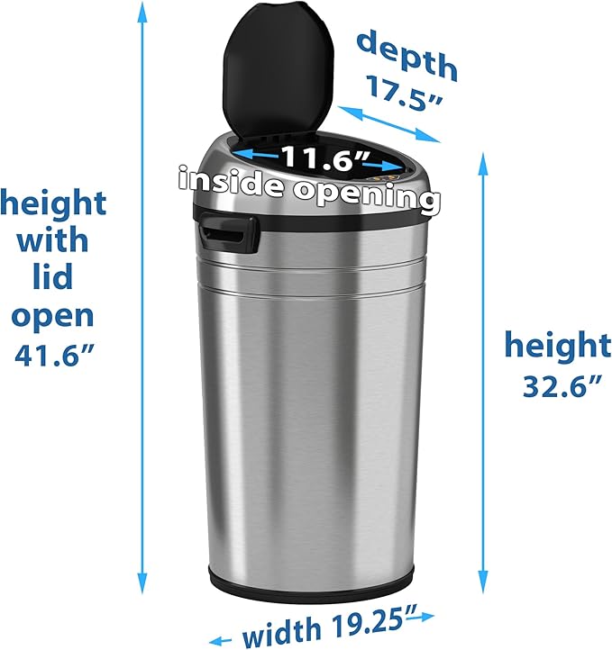 iTouchless 23 Gallon Touchless Sensor Trash Can with Odor Control System &amp Wheels 87 Liter Commercial Size Automatic Garbage Bin Brushed Stainless Steel