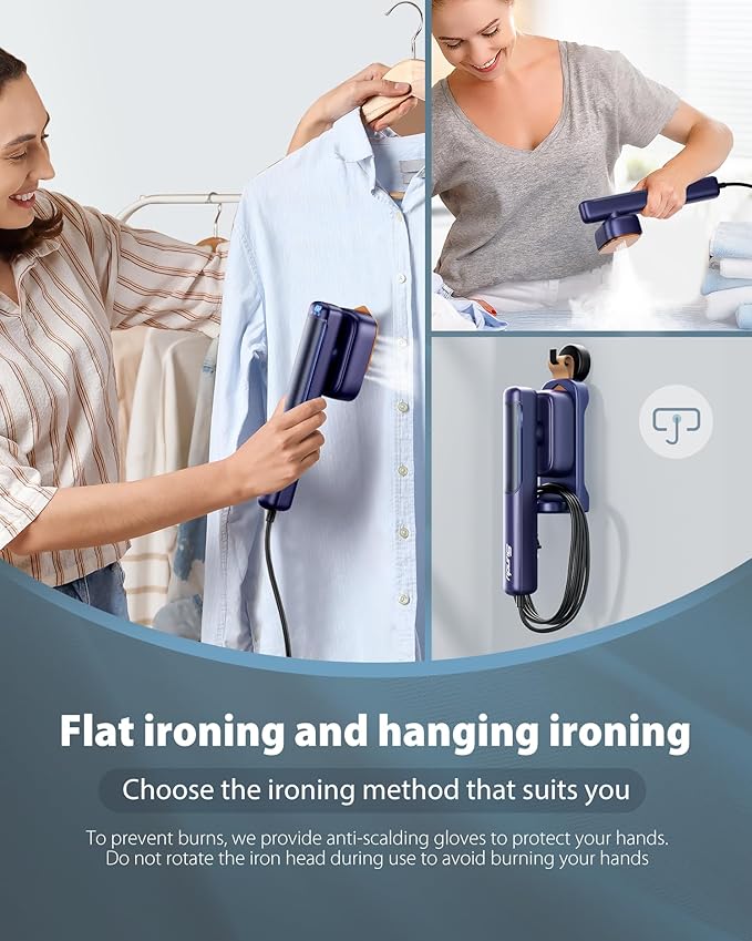 110-240V Travel Steamer for Clothes 1100W Portable 2-in-1 Steamer ＆ Iron 2 In 1 Handheld Garment Steamer Iron Large Ceramic Heat Panel for Home &amp Global &amp Europe Traveling