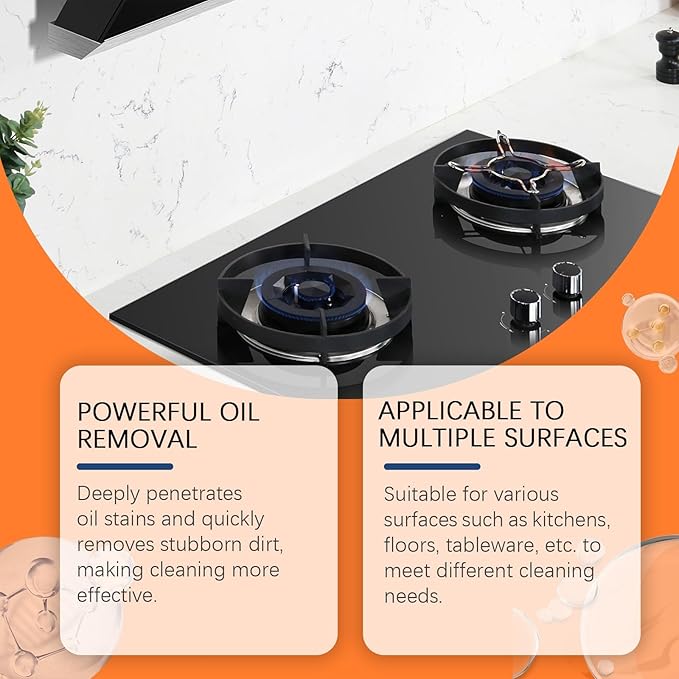 Oil Stain Remover Cleaner For Kitchen Stove Range Hood - Multi-Surface Fast-Acting Restores Shine(3PCS)