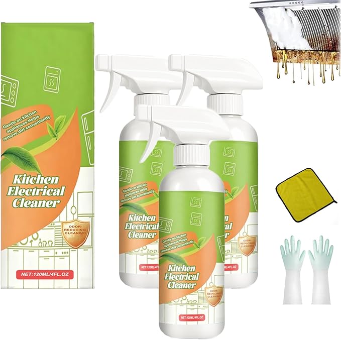 Electrolyzed Ion Kitchen Cleaner Spray Kitchen Appliance Cleaner Natural Enzyme Multi-purpose Degreaser for Appliances for Hold Oven Stove Range Hood (3pcs 1)