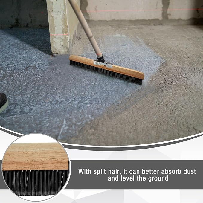 2 Pack 24 Inch Concrete Broom Finishing Tools Wood Backed Polypropylene Bristles Brush Push Brooms Without Handle for Concrete Finishes Hard Floors