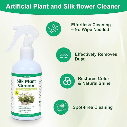 Silk Plant Cleaner Spray No Wipe Artificial Plant Cleaner for Fake Plants &amp Flowers Quick-Dry Dust Remover for Silk Flowers Restores Shine Spot-Free Cleaning Spray Fake Greenery Plant Clean