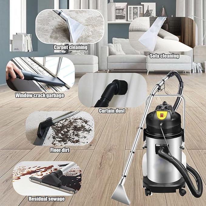 20l30l40l Commercial Carpet Cleaning Machine 2 In 1 Multi-Purpose Wet Dry Carpet Cleaner Machine Professional Upholstery Cleaner Machine 1034w 230mbar Suction For Workshop Garage Home 20L