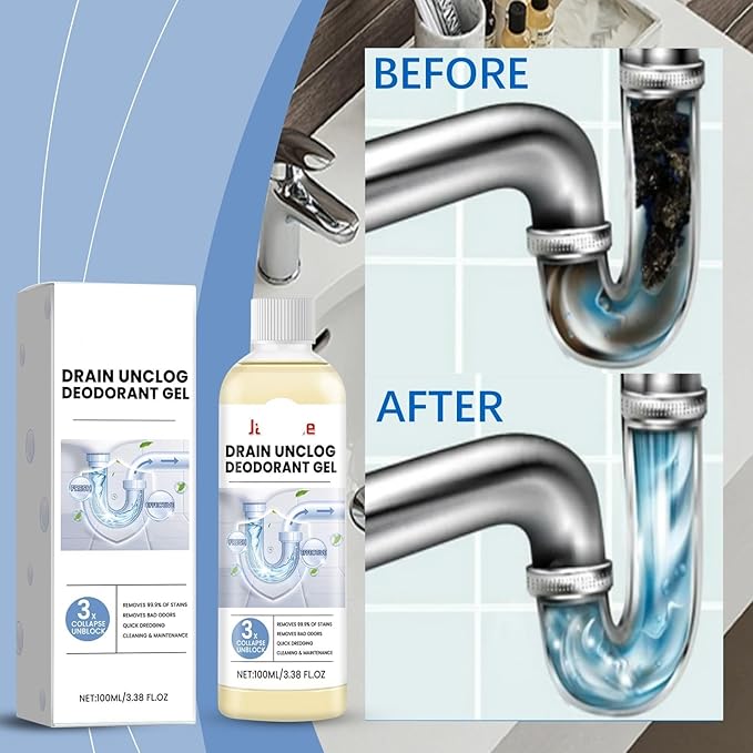 Drain Cleaner Gel - Unclog &amp Deodorize Kitchen Bathroom &amp Toilet Pipes - Dissolves Blockages Fast &amp Restores Smooth Drainage(3PCS)
