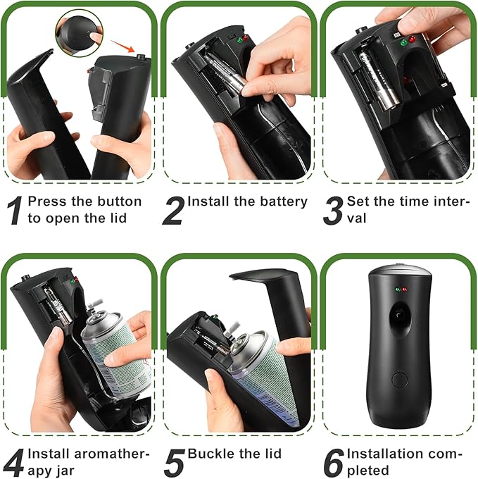 12 Pack Automatic Air Freshener Spray DispenserWall Mounted or Free Standing Auto Freshener Dispenser Aerosol Sprayer for Hotel Office Living Room Bathroom Commercial PlaceBlack