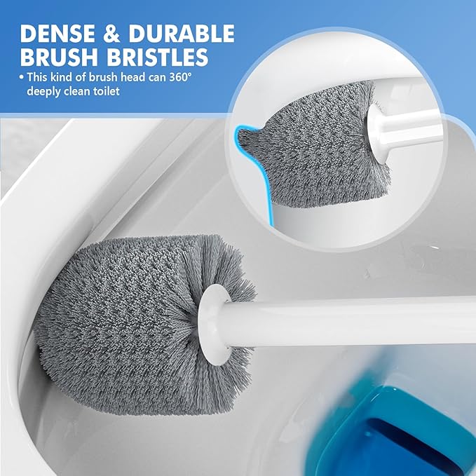 Toilet Plunger and Brush Bowl Brush and Heavy Duty Toilet Plunger Set with Ventilated Holder 2-in-1 Toilet Brush and Plunger Combo for Bathroom Cleaning (2 White)