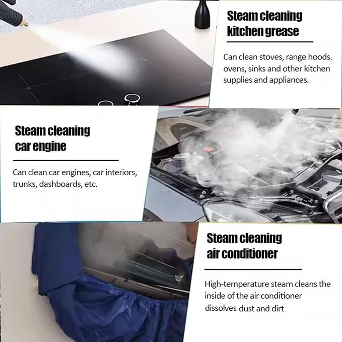 High Temp Portable Steamer Cleaning MachineHigh Pressure Steam Cleaner HandheldTanklessHot and Cold Water Modefor Air Conditioner Range Hood Car Cleaning(3000W)