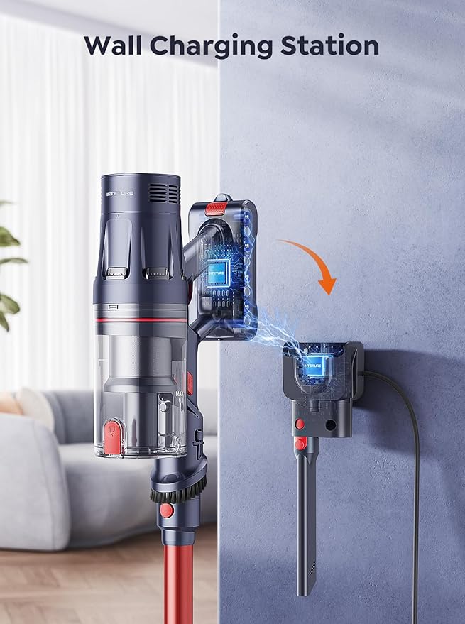 Cordless Vacuum Cleaner 650W 55Kpa 70Mins Vacuum Cleaners for Home Self-Standing Stick Vacuum with Touch Screen &amp Wall Charging Station for Hard Floor Carpet Pet