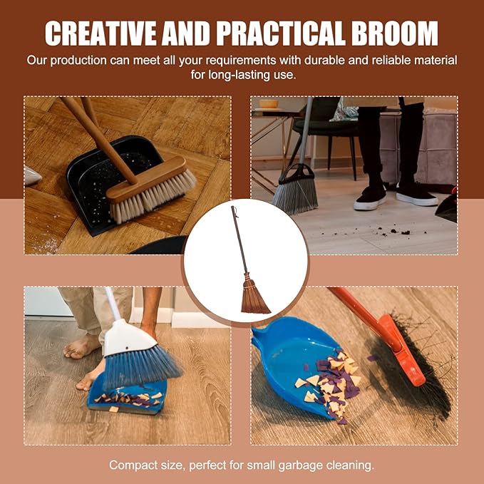 Cabilock Children S Broom Lightweight Manual Broom with Natural Fiber Whisk and Wood Handle 24.40 Inch Educational Toy for Indoor Outdoor Cleaning