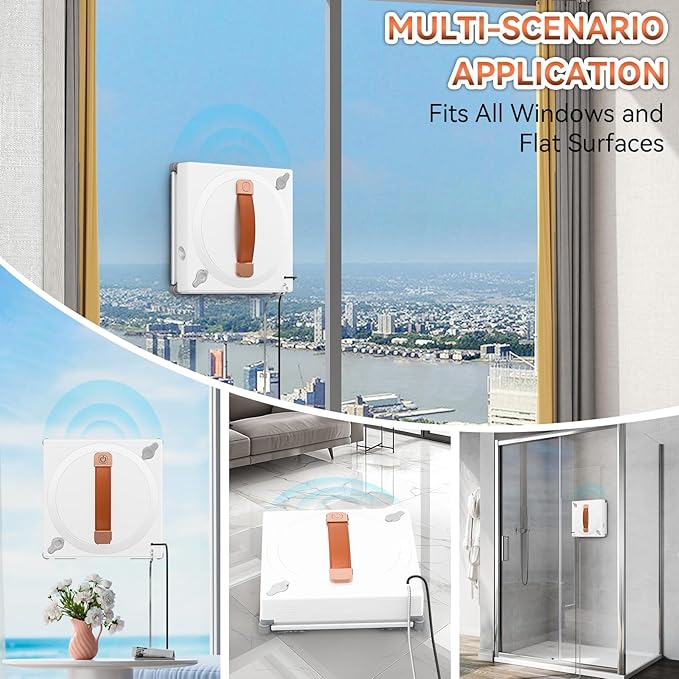 MIXILIN Window Cleaning Robot 3000Pa Auto Windоw Cleaner Robot with Intelligent Path Planning &amp Edge Detection Anti-Drop Prоtection Dual Spray Cleaner Tool for Tiles Railing Glass