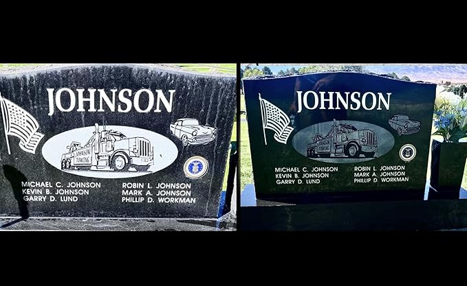 1111 TKO Headstone Cleaner – Safe Powerful &amp Easy to Use – For Granite Marble Bronze Concrete Brick Wood Vinyl &amp More – Just Spray &amp Rinse