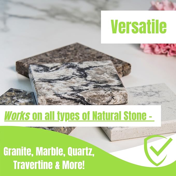 Granite Plus (Cleaner &amp Sealer) Deep Cleans &amp Seals All Natural Stone Countertops + Ultimate Grout Cleaner with Brush – Safe for Natural Stone - Acid Free - Lifts Dirt &amp Stains (2pack)