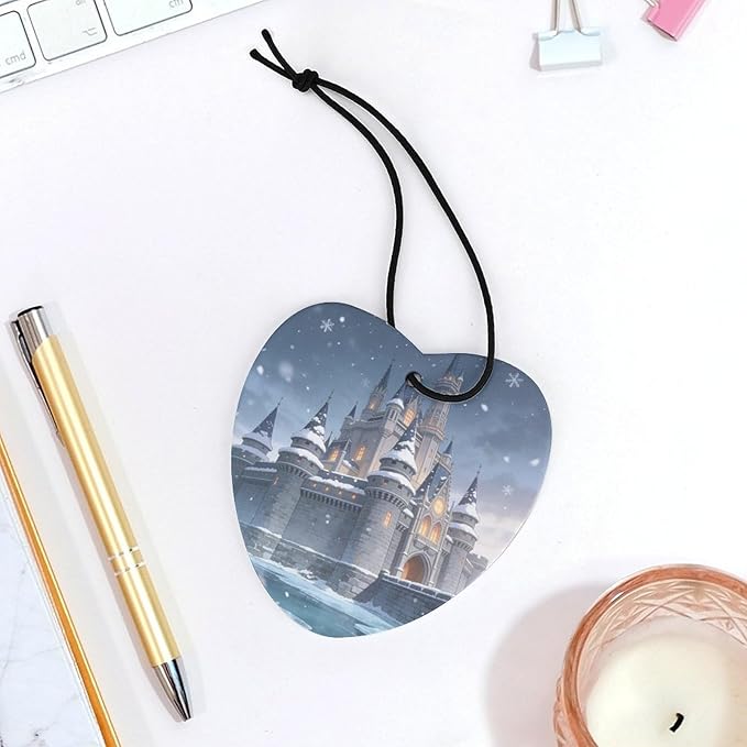 5PCS Car Air Freshener Hanging Personalized Double Sided Snowy Castle Car Fresheners Long Lasting New Cars Scents Cute Automotive Freshies for Closets Drawers (tea)