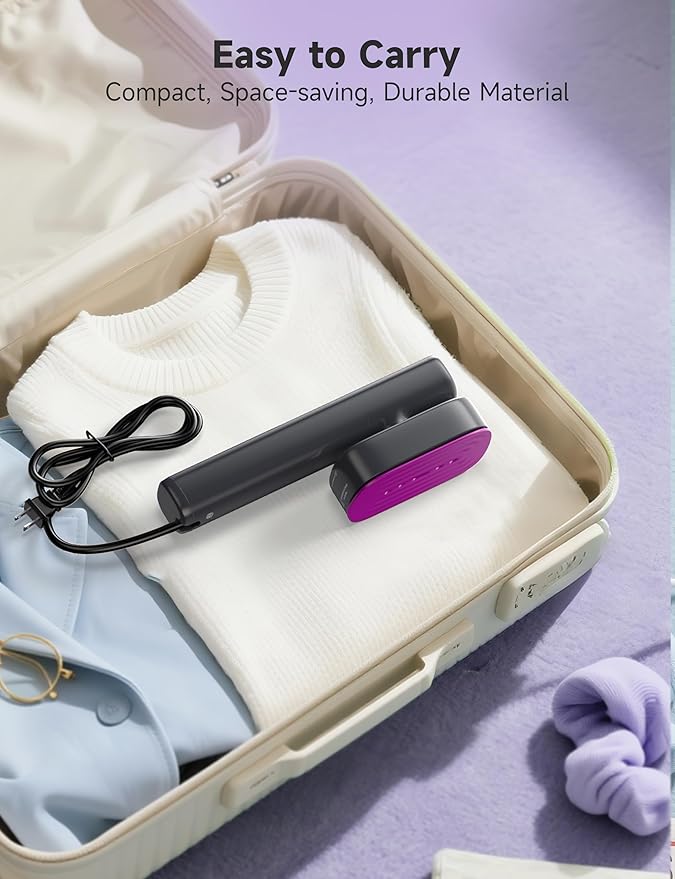 Steamer for Clothes1200W Powerful Portable Steamer Iron15s Fast Heat-up100ml Tank20 Min Continuous Steam Wrinkle Remover for Travel Home Office(Purple)