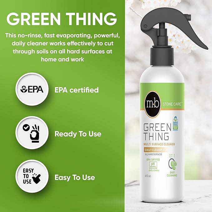 MB Stone Care Sample Kit - MB-11 Marble Etch Remover for Light to Neutral Colored Calcite Based Stone GT-1 Green Thing MB-24 Barrier Sealer Finito Finishing Spray Microfiber Towels