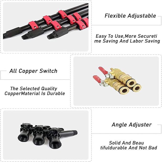 Telescopic Brush Cleaning 3-12M Window Cleaning PoleWindow Cleaner Kit Water/Hose Fed Pole Cleaning Photovoltaic and Solar Panels7M Rod（with Scraper）7.2M/24Ft
