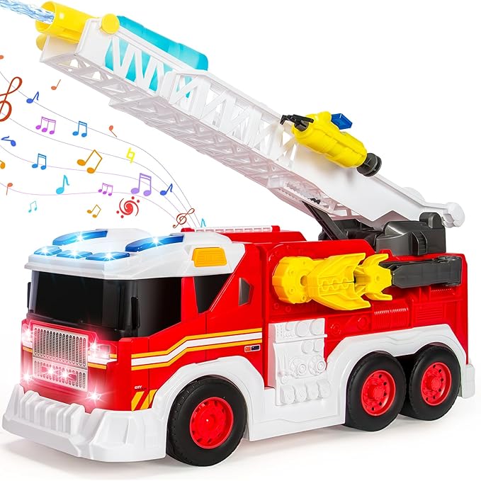 Large Fire Trucks Toys for Toddlers Kids Toys for 3 4 5 6 7 8 Years Old Boys 15 Firetruck Toy for Kids with Ladder Lights Sounds &amp Water Shooting Christmas Birthday Gifts for Boys &amp Girl