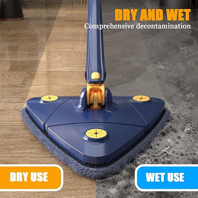 360 Degree Rotating Triangle Cleaning Mop Rotating Adjustable Cleaning Mop 2 Reusable Washable Pads 12027(A)