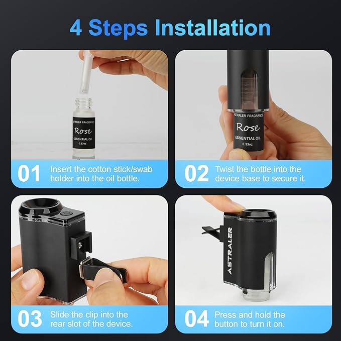 Smart Car Air Freshener Diffuser – Auto On/Off Aromatherapy Diffuser with 3 Scent Modes USB Rechargeable Vent Clip 6 Essential Oil Refills Included – Long-Lasting Fragrance Car Decor &amp Gift