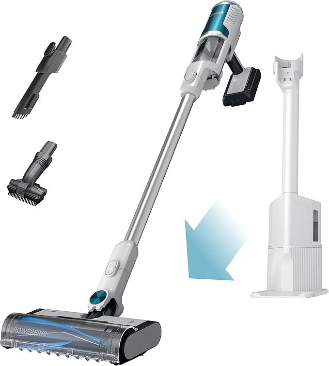 Shark Clean &amp Empty Cordless Stick Vacuum – Lightweight Cordless with HEPA Filter Portable Rechargeable Auto-Empty System Stick Vacuum for Pet Hair Carpets &amp Hardfloor White BU3521