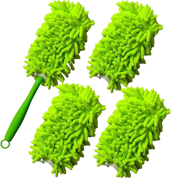 Microfiber Chenille Home Plastic Handle Dust Brush Ceiling Clean Multifunction Cleanninfg Tools Protable Car Removal Duster(Green)