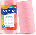 Napjoy Microfiber Cleaning Cloth Roll 75PK Easy Tear Away Reusable Paper Towels 12 x 12 Lint-Free and Scratch-Free with Patented Fiber Technology Microfiber Towel Roll Pink
