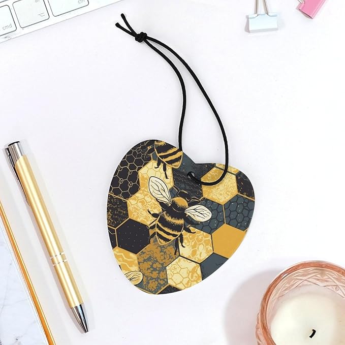 Car Air Freshener 5 Pcs Bee Geometric Honeycomb Car Aromatherapy Tablets Hanging Fragrance Diffuser Quickly Eliminate Odors Pendant Decor for Car Bedroom Wardrobe Gray