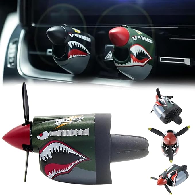 P-40 Warhawk Creative Propeller Car DecorP-40 Warhawk Car Air Freshener Vent ClipLong Lasting Odor Eliminator Shark Nose Style Air Freshener Clip for Most Air Vents Men's Car Accessory (mix)